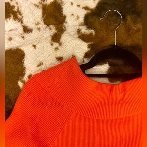 NWT Tall Moi Ribbed Off-Shoulder Sweater - Size Tall Small, Vibrant Orange